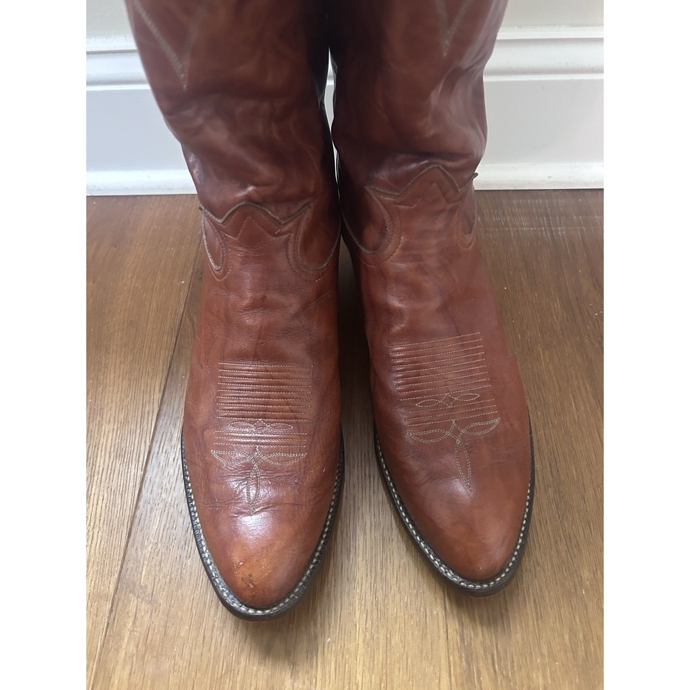 TONY LAMA Men's Size 10.5 EE Leather Cowboy Western Boots #5084 COGNAC Brown - Picture 7 of 11
